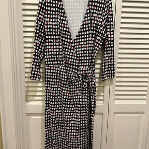 Chic Black Wrap Dress with Dots